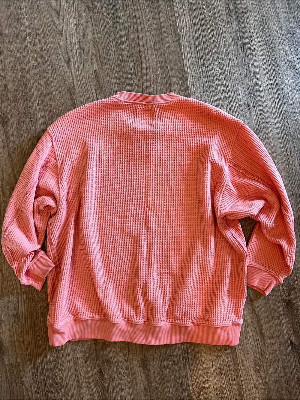 aerie Pink Waffle-Knit Oversized Sweatshirt - Picture 4 of 4